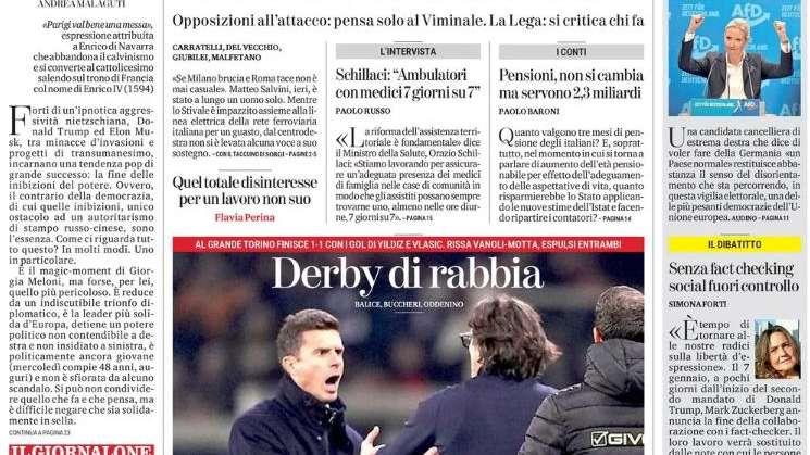 La Stampa: “Derby di rabbia”