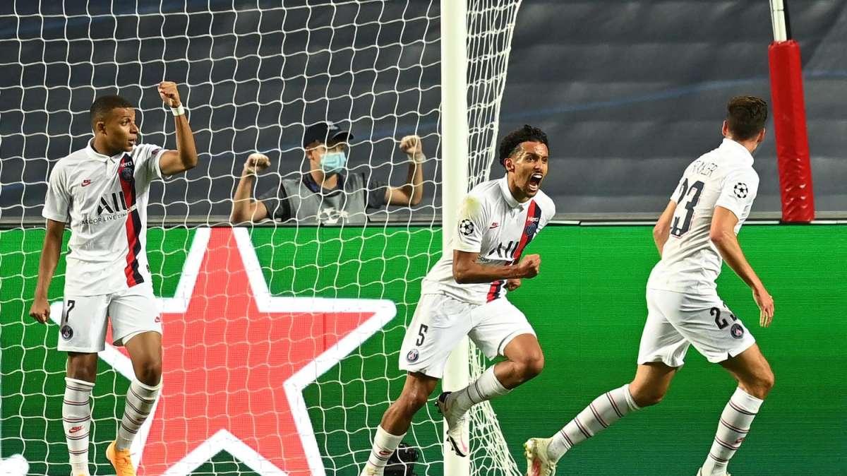 LIGUE 1 - PSG captain Marquinhos celebrates Mbappé