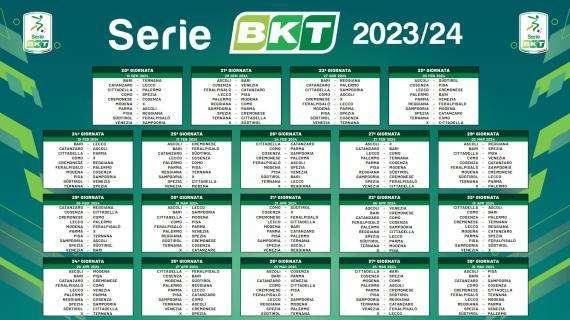 LIVE | IL CALENDARIO SERIE B 2023/24: PRIME DUE IN TRASFERTA, ESORDIO AL DEL DUCA CON LA FERALPISALO'. ULTIMA IN CASA CON IL PISA