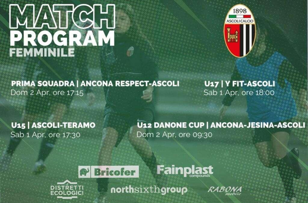 Ascoli calcio femminile: il programma del weekend