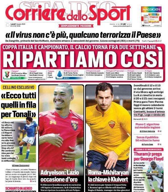 Corriere dello Sport: "Ripartiamo così"