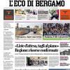PRIMA PAGINA - L'Eco di Bergamo: "Atalanta, il tifo è già pronto"