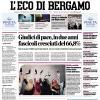 PRIMA PAGINA – L'Eco di Bergamo: "Giudici di pace, in due anni fascicoli cresciuti del 66,8%"