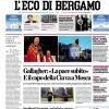 PRIMA PAGINA - L'Eco di Bergamo: "Domani Conference Ma Elmas non ci sarà «Spiace, farò il tifo»"