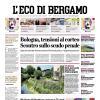 PRIMA PAGINA – L'Eco di Bergamo: "Sarri e la difesa a 4 In Serie A cresce la nuova tendenza"