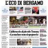 PRIMA PAGINA – L'Eco di Bergamo: "Atalanta beffata al 93' a Roma"