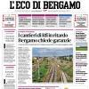 PRIMA PAGINA – L'Eco di Bergamo: "Bagno di folla per Ederson e Gaetano"