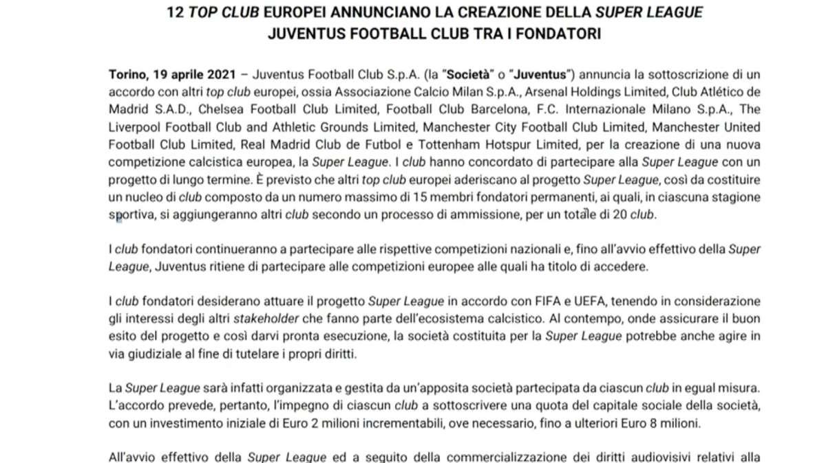 È nata la Superlega! Ecco come funzionerà. 20 club con 15 fondatori. Il format