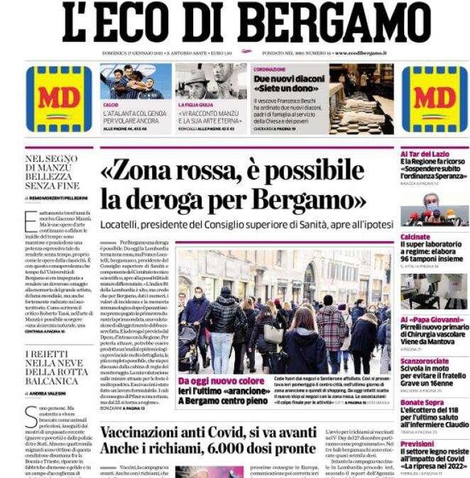 L'Eco di Bergamo: «Zona rossa, è possibile la deroga per Bergamo»