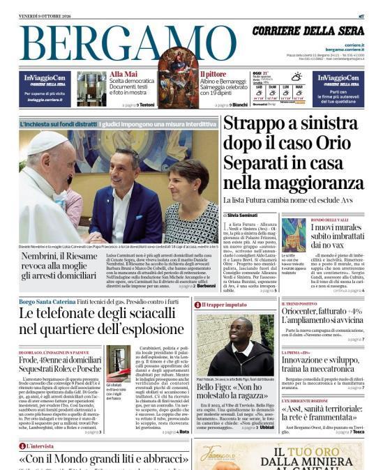 PRIMA PAGINA - Corriere di Bergamo: "Sarri e l'ostacolo calendario"