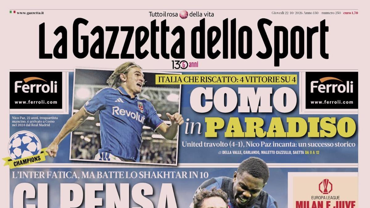 PRIMA PAGINA – La Gazzetta dello Sport: "Atalanta c'è la coppa per scacciare la crisi"