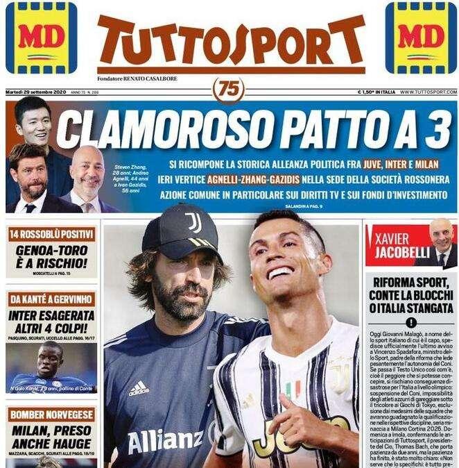 PRIMA PAGINA - Tuttosport: "Clamoroso patto a 3"