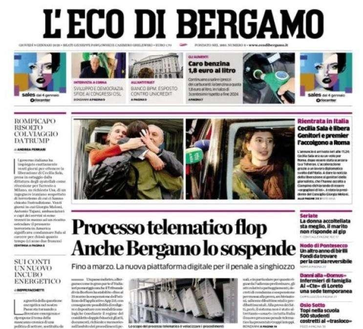 L'Eco di Bergamo apre con le parole di Scalvini: "Nessun obiettivo o limite, come vuole Gasp"