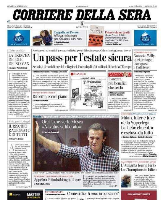 Corriere della Sera: "Un pass per l'estate sicura"