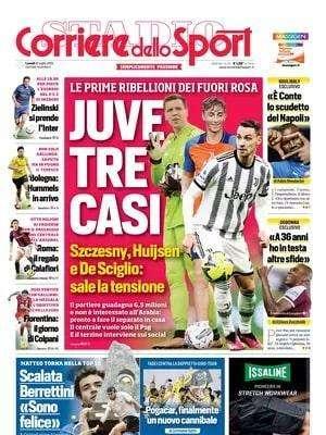 L'apertura del Corriere dello Sport: "Juve, tre casi: le prime ribellioni dei fuori rosa"