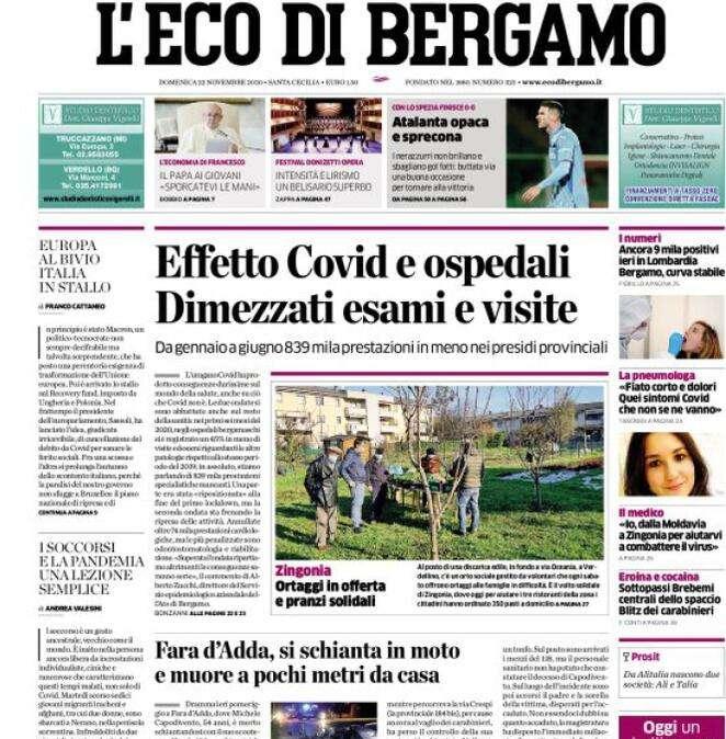L'Eco di Bergamo: "Effetto Covid e ospedali. Dimezzati esami e visite"