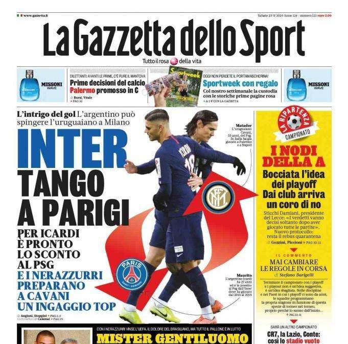 La Gazzetta dello Sport in apertura: "L'Addio a Gigi Simoni"