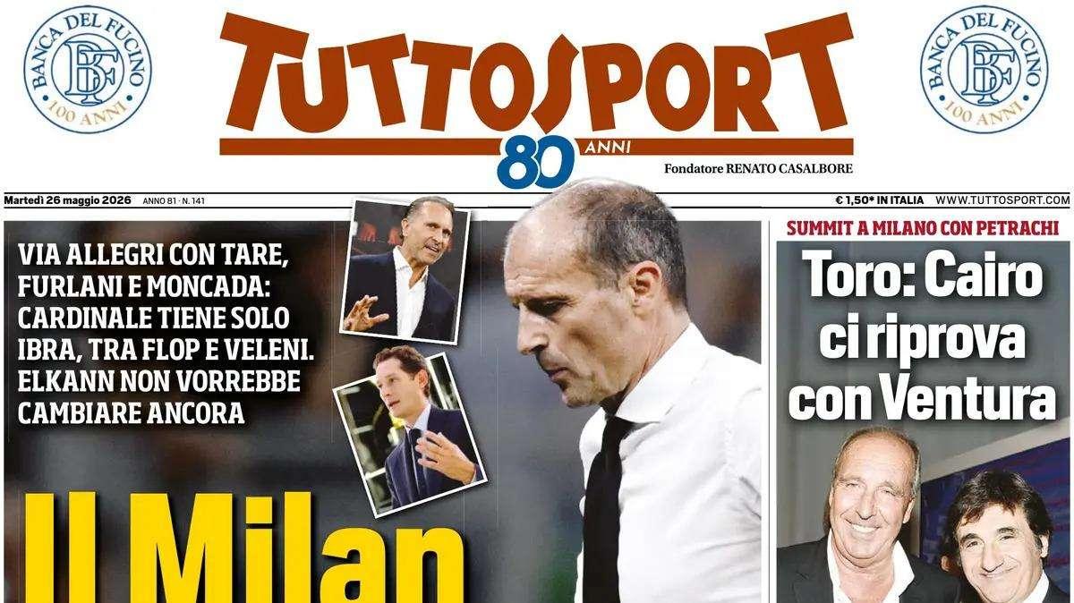 PRIMA PAGINA – Tuttosport: "Il Milan caccia tutti. La Juve no"