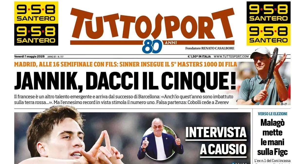 PRIMA PAGINA - Tuttosport: "Jannik, dacci il cinque!"