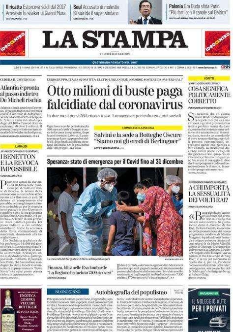 La Stampa su Juventus-Atalanta: "Strano ma vero"