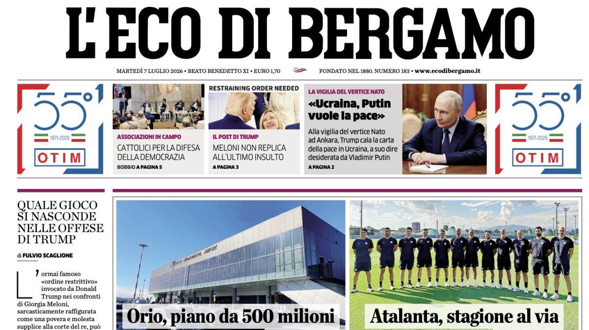 PRIMA PAGINA – L'Eco di Bergamo: "Atalanta, stagione al via"