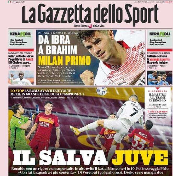 PRIMA PAGINA - La Gazzetta dello Sport: "Il salva Juve"