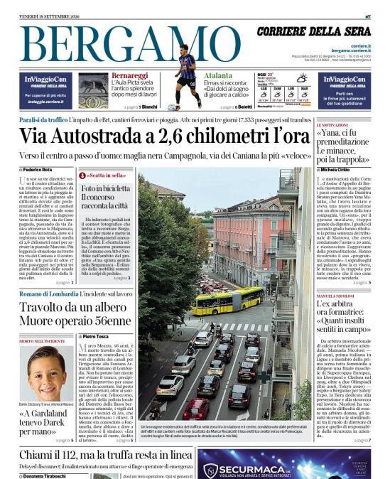 PRIMA PAGINA - Corriere di Bergamo: Elmas si racconta: "Dai dolci al sogno di giocare a calcio"