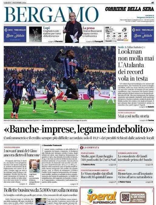 Corriere di Bergamo: "Lookman non molla mai. L'Atalanta dei record vola in testa