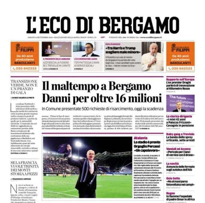 L'Eco di Bergamo: "Atalanta, lo stadio è pronto. Orgoglio Percassi: 'Un capolavoro'"