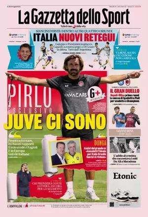 La Gazzetta dello Sport apre con un'intervista a Pirlo: "Juve, ci sono"