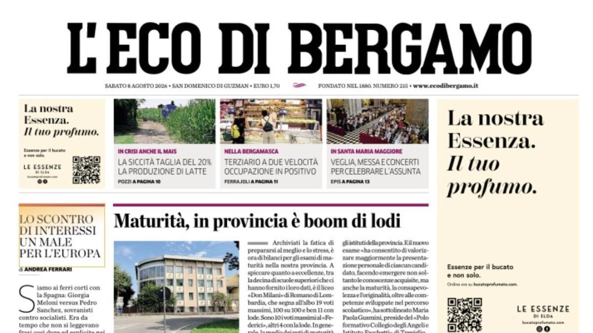 PRIMA PAGINA – L'Eco di Bergamo: "Atalanta, un nuovo test internazionale oggi in Germania"