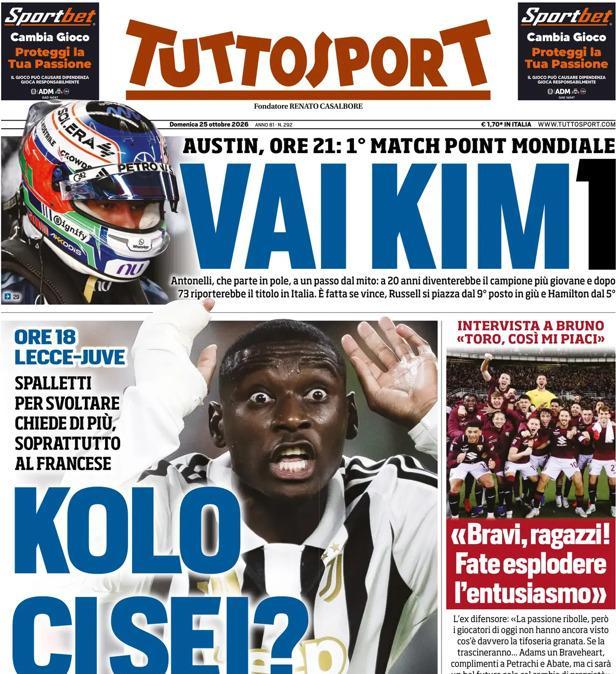 PRIMA PAGINA - Tuttosport: "Kolo ci sei?"