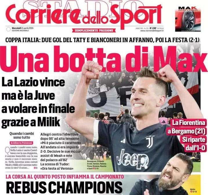 Il Corriere dello Sport apre sulla qualificazione della Juventus: "Una botta di Max"