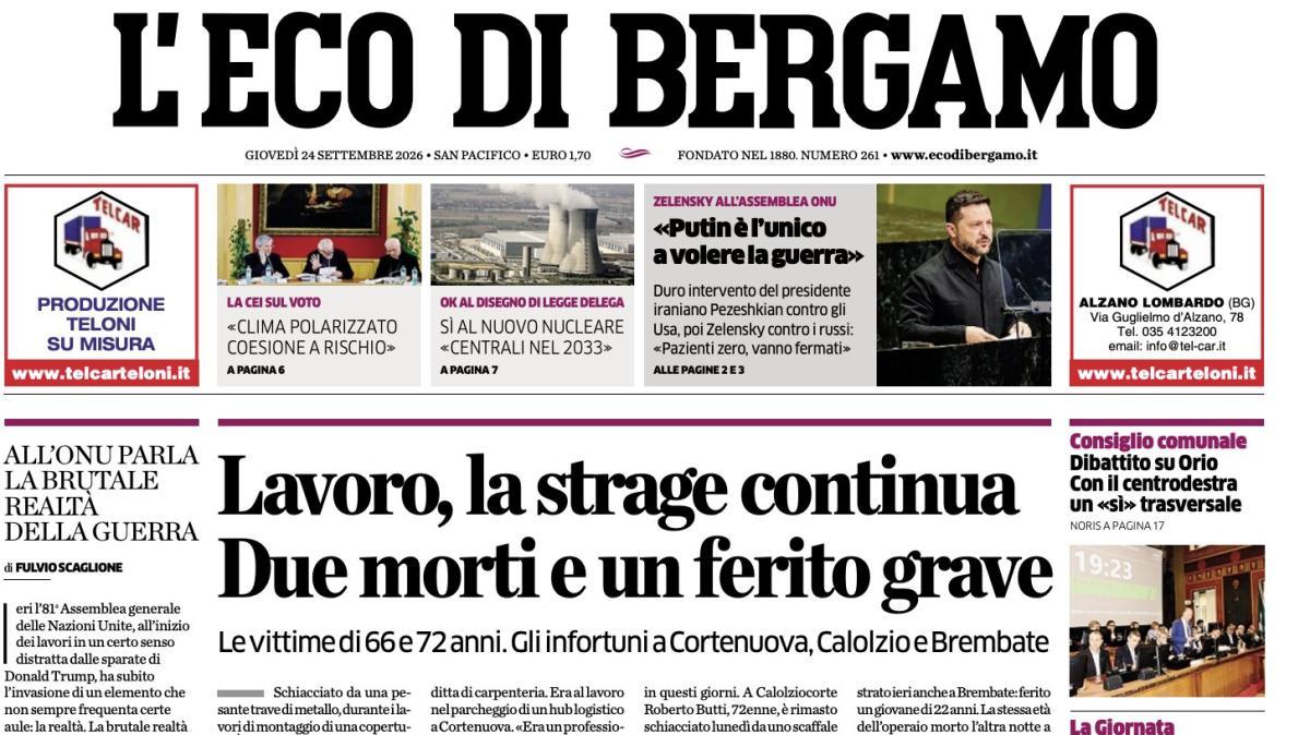 PRIMA PAGINA – L'Eco di Bergamo: "Quattro atalantini a caccia di riscatto in maglia azzurra"