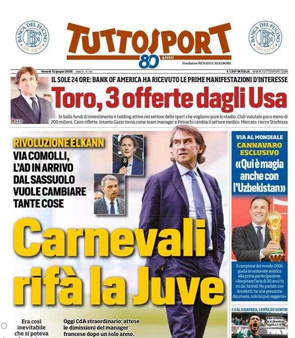 PRIMA PAGINA - Tuttosport: "Carnevali rifà la Juve"