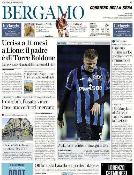 Corriere di Bergamo titola: "L'Atalanta fa i conti con l'incognita Ilicic"