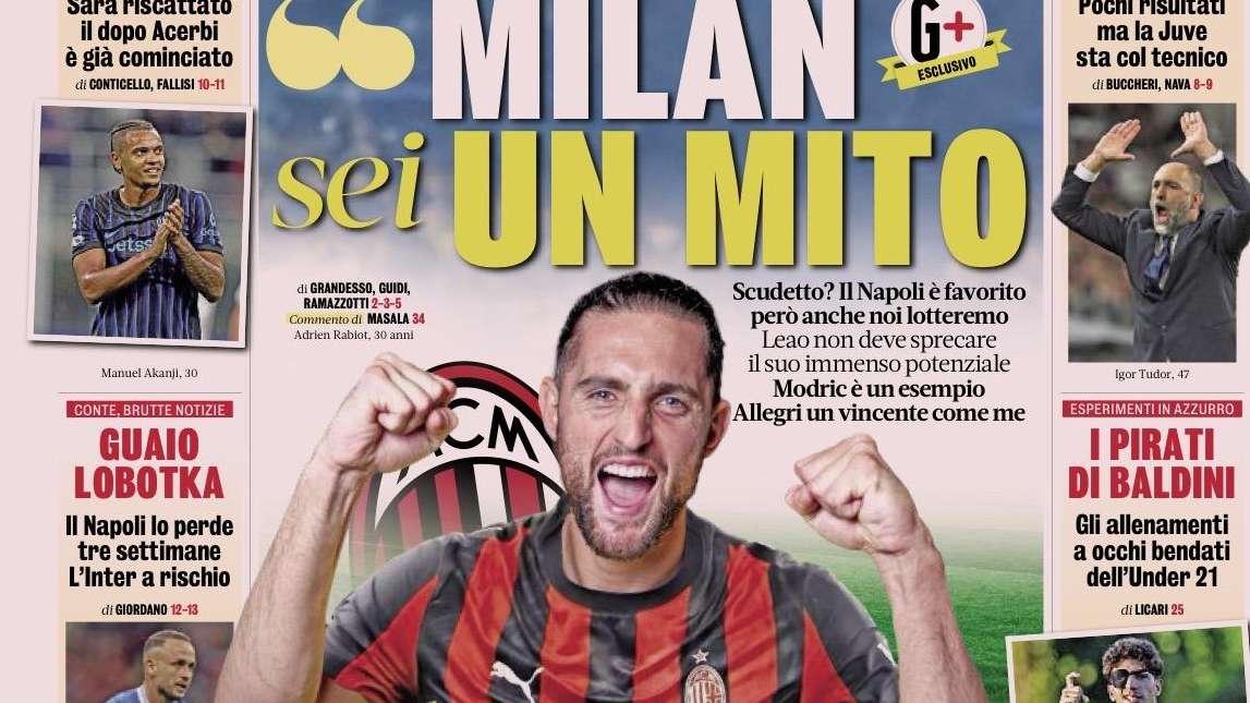 PRIMA PAGINA - La Gazzetta dello Sport: "Milan sei un mito"