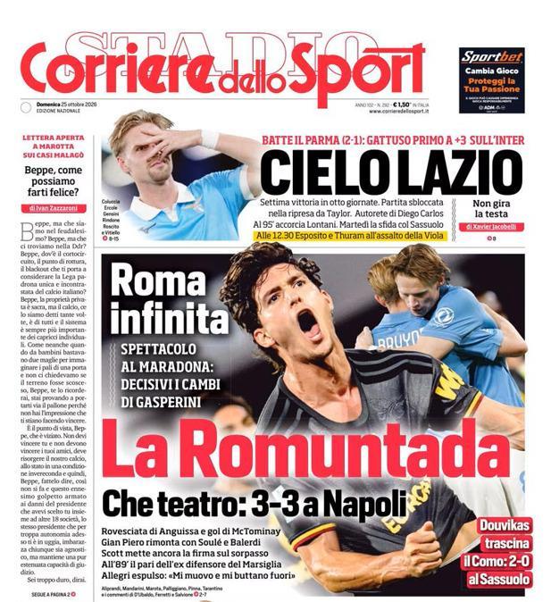 PRIMA PAGINA - Corriere dello Sport: "La Romuntada"