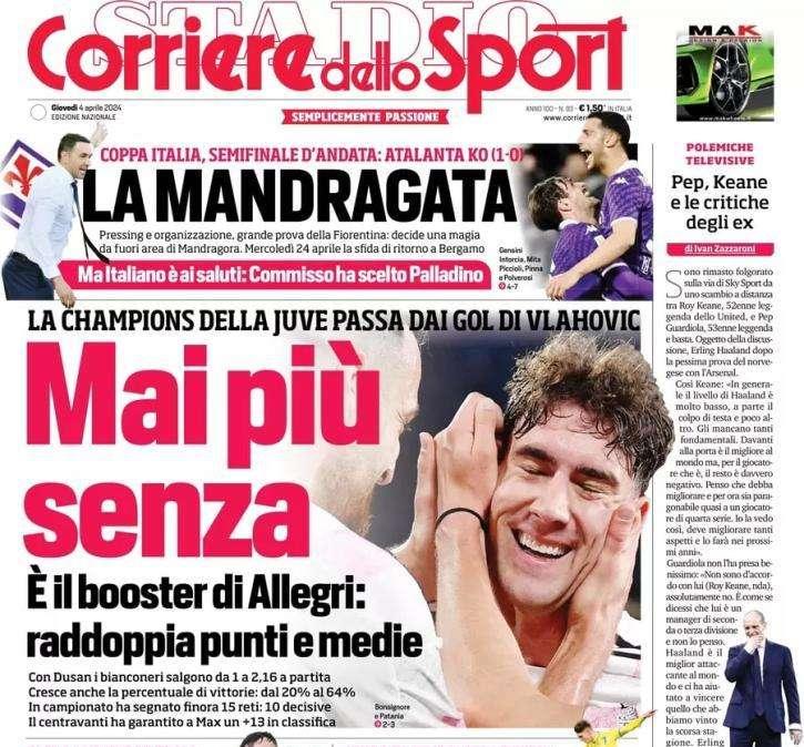 L'apertura del Corriere dello Sport su Vlahovic e la Juve: "Mai più senza"