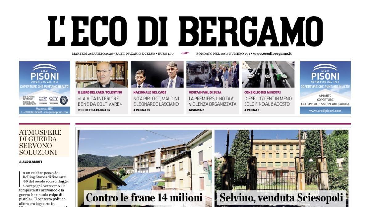 PRIMA PAGINA – L'Eco di Bergamo: "Un commissario per il salto di montone: treni più veloci"