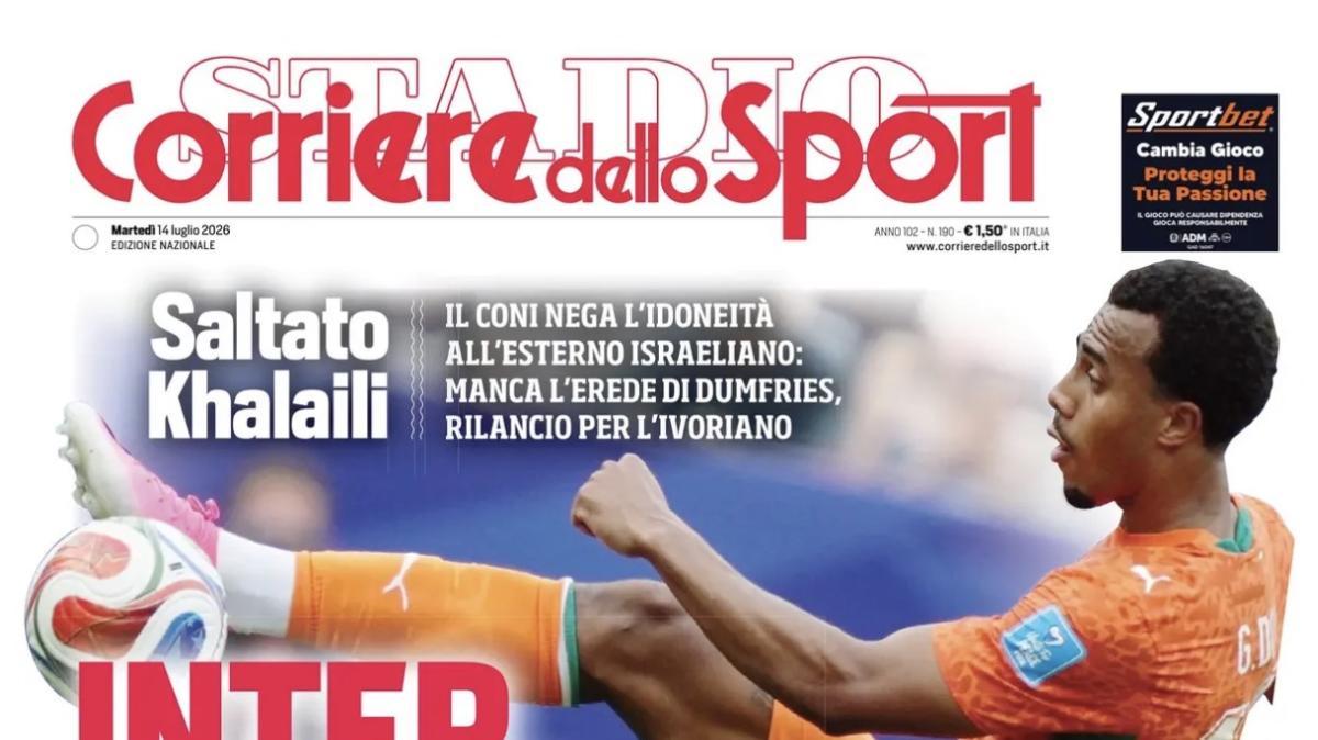 PRIMA PAGINA – Corriere dello Sport – Stadio: "Inter, ora Doué"