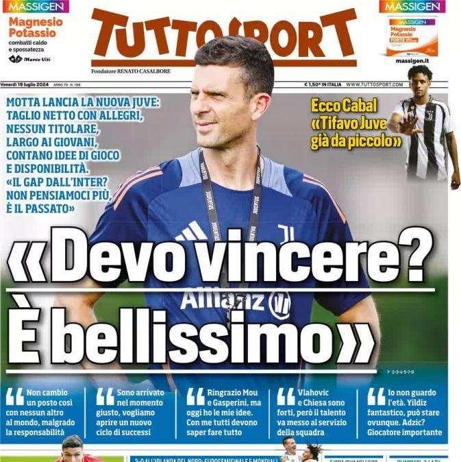 Tuttosport esalta Thiago Motta in prima pagina: "Devo vincere? È bellissimo"