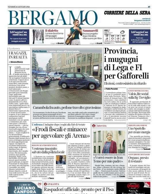 PRIMA PAGINA - Corriere di Bergamo:  "Raspadori ufficiale, pronto per il Pisa"