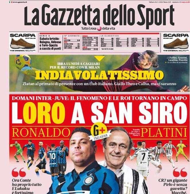 La Gazzetta dello Sport in apertura: "Loro a San Siro" 