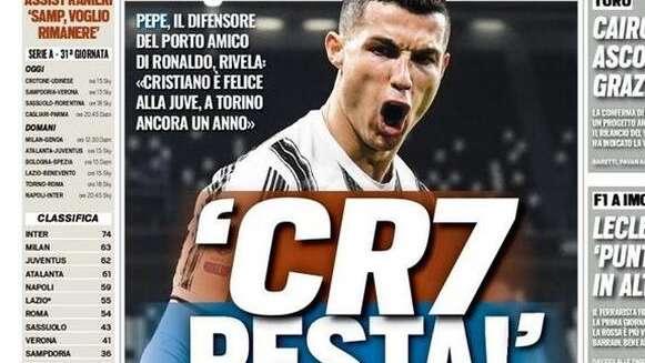 L'apertura di Tuttosport: "Coppa Italia, Atalanta-Juve con i tifosi"