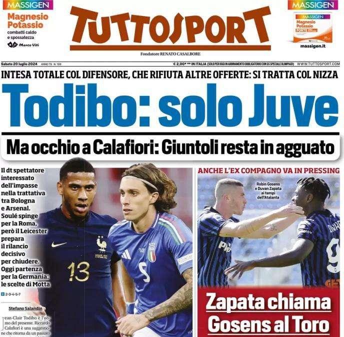 Tuttosport in prima pagina con la difesa bianconera: "Todibo: solo Juve"