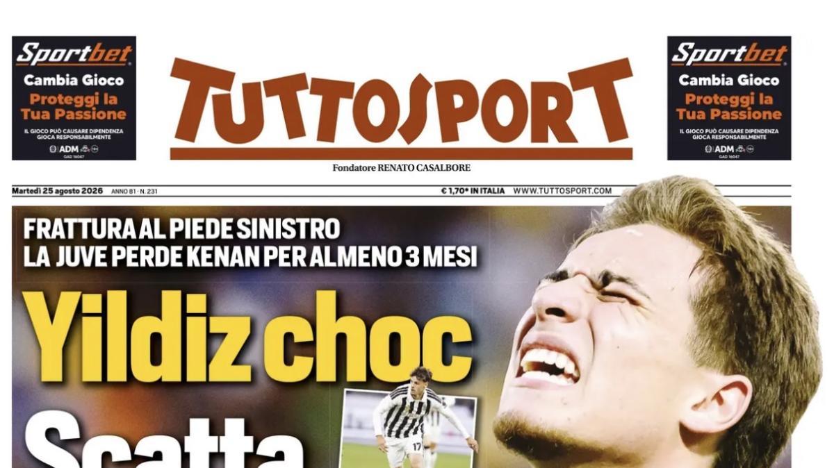 PRIMA PAGINA – Tuttosport: "Yildiz choc Scatta Alajbegovic"