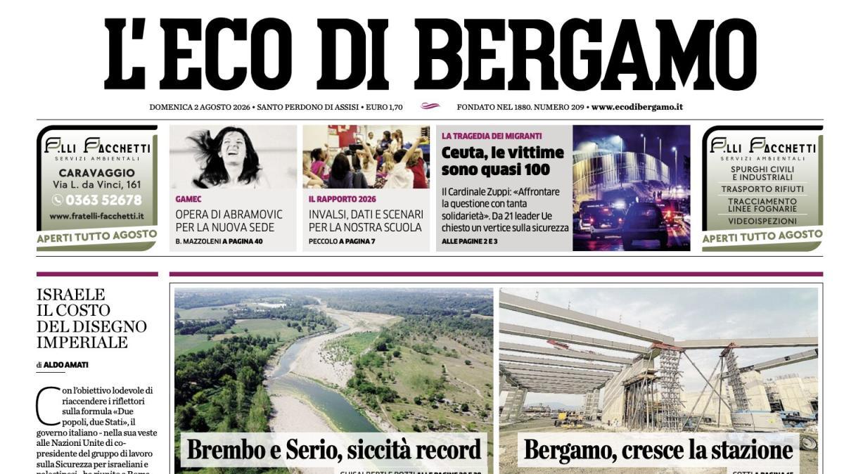 PRIMA PAGINA – L'Eco di Bergamo: "L'Atalanta a Rotterdam Test internazionale contro il Feyenoord"