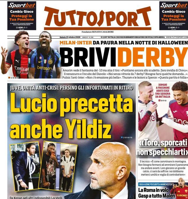 PRIMA PAGINA - Tuttosport: "Brividerby"