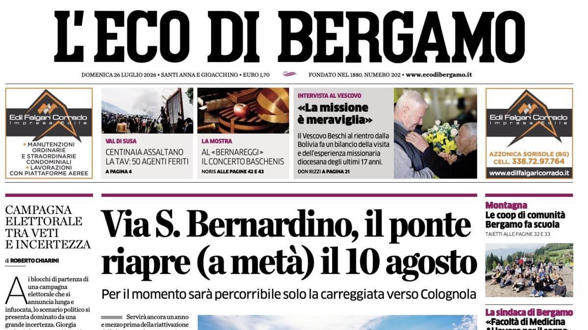 PRIMA PAGINA – L'Eco di Bergamo: "Un poker d'assi per l'attacco di Sarri. Oggi test con l'Arezzo"